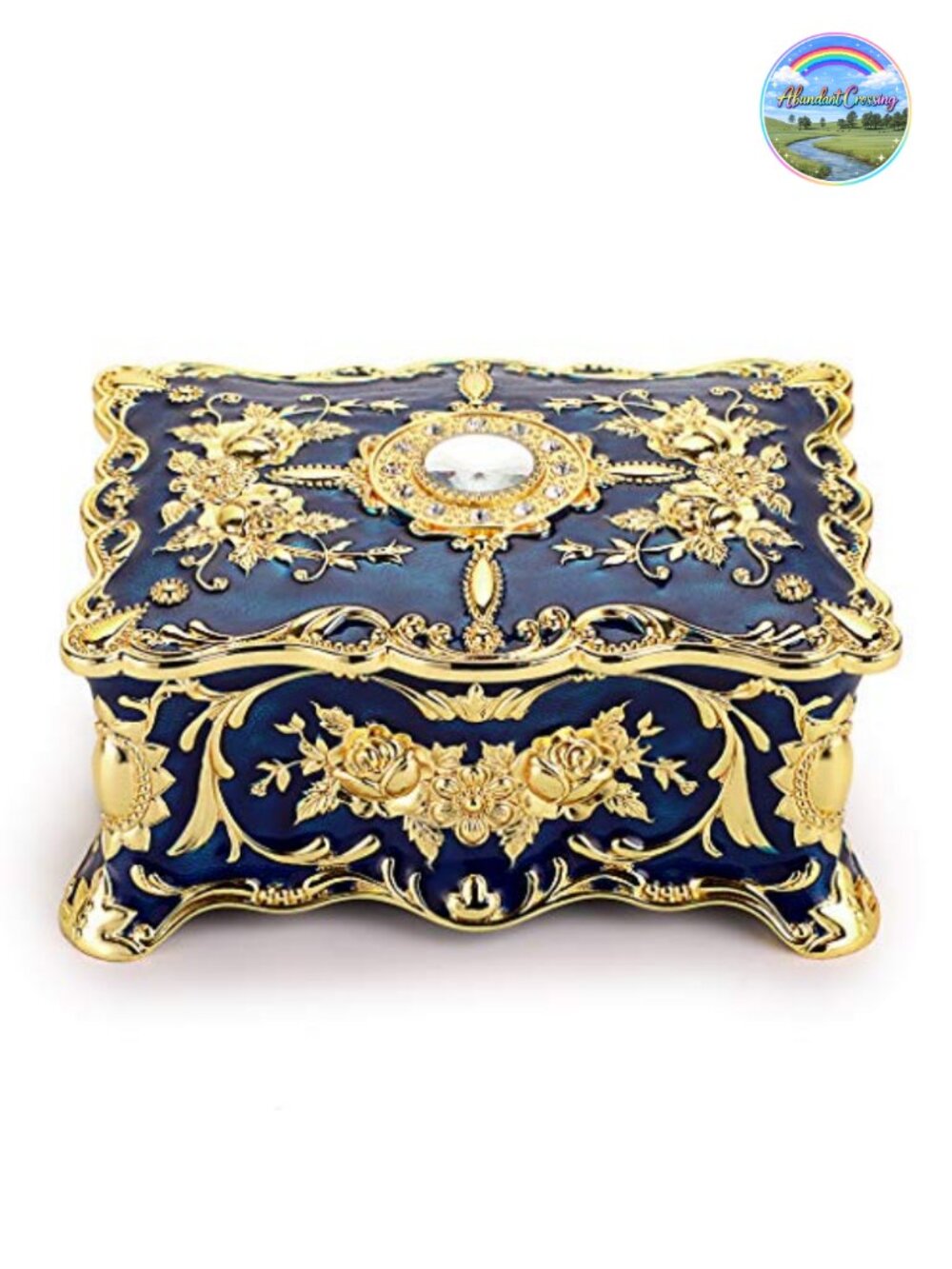 Vintage Metal Jewelry Box 2-Layer Trinket Organizer Velvet Tray